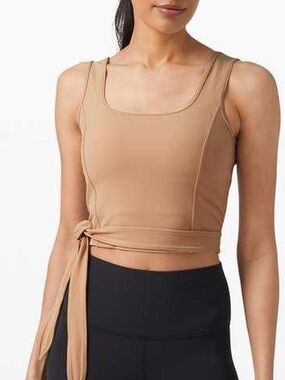 Lululemon cropped wrap tank top in tan sz 6 #activewear #yoga